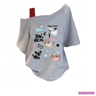 Plus Size Off-Shoulder Printed Short Sleeve Top for Women