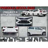 PERODUA BEZZA 2020 PROJECT R STYLE BODYKIT MATERIAL PU GETAH FRONT SKIRT REAR SKIRT SIDE SKIRT FULLSET BODYKIT