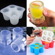 Gongjing 4Cups Shape Silicone Mold Shooters Shot Glass Ice Mould Tray