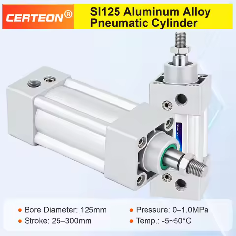 Pneumatic Cylinder 125mm Bore Double Acting Air Cylinder Adjustable Stroke M27 Thread PT1/2 Industri