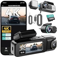 BOTSLAB 4K 3 Channel Dash Cam Car Front Rear with Parking Monitoring and 128GB SD Card, 3 Channel 4K