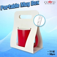 50pcs CUYI Portable Mug Box with Handle for 11oz Mugs Christmas Gift Exchange Gift Idea