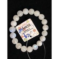 c Group Natural Cream Body Blue Light Moonstone Single Circle Round Bead Bracelet Beads 8-10.4mm