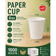 [Ready Stock] 1000's / 2000's - Paper cup White 6oz | Disposable 6oz Paper cup White | Plain Paper C