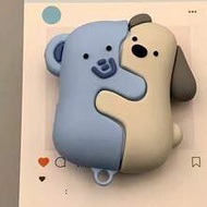 1Pc 3D Hugging Couple Bear Silicone Earbuds Case With Ring Hook, Split Two-Color Bear Shockproof Cov