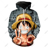 2022 วันพีซลูฟี่ 3D พิมพ์ Anime Hoodie ผู้ชายแฟชั่นเสื้อสเวตเตอร์แขนยาวสตรีทท็อปส์