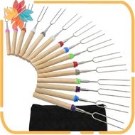 Smores Kit for Fire Pit for Camping BBQ Wooden Handle Grill Fork Smores Kit for Fire Pit