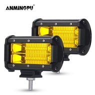 ANMINGPU 5inch White Yellow LED Light Bar 12V 24V 72W Spot Beam LED Work Light Bar for Off Road Jeep Truck 4x4 Atv Car F