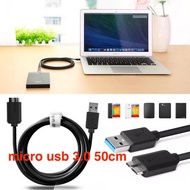 สายต่อ Super High Speed USB 3.0 A to Micro B Male to Male ความยาว 50 ซม. สำหรับเอ็กซ์เทอร์นอล ฮาร์ดไดรฟ์ External Harddisk ฮับ SSD WD Passport Ultra Meta Elements Seagate Backup Plus Expansion Samsung M3 Portable Toshiba SONY ADATA (สีดำ)