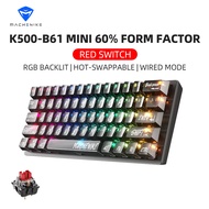 Machenike K500 B61 Wired Mechanical Keyboard Transparent PC Keycaps RGB Backlit 61 keys Hot-Swappabl