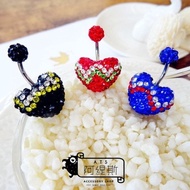 316L Medical Steel Needle Korea Gravity-Free Oversized 18MM Heartbeat Heart Lock Belly Ring Button S