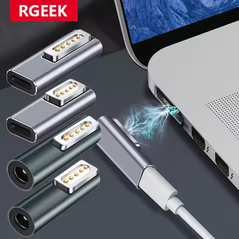 RGEEK Magnetic Type C DC 5521 PD Adapter for Magsafe1 Magsafe 2 MacBook Pro 5A Fast Charging USB C F