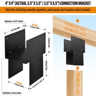 ขาตั้งไม้ยกสูง T Brackets 4 ชิ้น ขาตั้ง Pergola ชุด Pergola เหล็กชุบสังกะสี อุปกรณ์ชุดหนักสำหรับศาลา