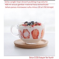 - aqua Gelas cangkir kopi dessert pudding mug volume 400 ml sesuai gambar material kaca borosilicate
