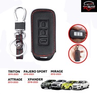 ซองหนังกุญแจ รีโมท Smart Key 3 ปุ่ม รถยนต์ รุ่น Mitsubishi Mirage / Pajero Sport / Attrage / Triton ซองหนังกุญแจมิตซูบิชิ มิราจ / ไทรทัน สีดำ