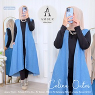 CELINA Outer Rompi Jeans Wanita Panjang Tanpa Lengan Cantik Terbaru Kekinian Fit to XL - OOTD Wanita