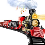 Train Set - Electric Train Toy for Boys &amp; Girls, Christmas Train Sets for Under The Tree, Railway Kit with Smoke, Sound, Light, Cargo Cars &amp; Tracks, for 3, 4, 5, 6, 7, 8+ Year Old Kids