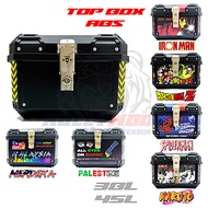 TOP BOX BELAKANG MOTOR TANKER 45L 55L ADV ALUMINIUM STAINLESS STEEL LOCK ABS BLACK+BACKREST CUSHION