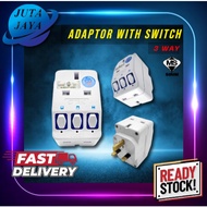 3 Way Adapter with Switch Socket Extantion Adaptor Extension Plug Switch Socket with Surge Protector