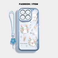 VRQR for Huawei Honor X7D X7C Honor 400 200 Smart 5G 4G Casing Lovely Cat and Rabbit with Flower Rop