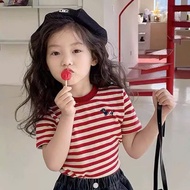 Red and white striped shirt for girls from 1-9 years old JULY KID. Beautiful cotton fabric.