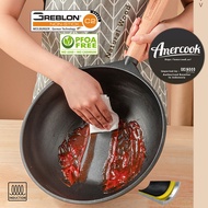 Amercook Fusomoku Wooden 28 CM Non-Stick Wok Pan