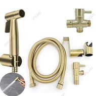 Gold Toilet spray bidet sprinklers Muslim Sprayer shower head Hook holder Water hose T valve Douche Handheld WC Bathroom  SG8B1