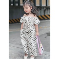 C1465 Super cute black and white polka dot baby girl set 1-10 years old [Keinnier] X07-001