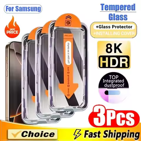 3Pcs Dust Free Tempered Glass For Samsung Galaxy S25 Ultra S24 FE S22 S23 A56 A55 A54 A36 A35 A52 A2