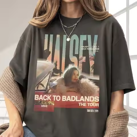 Halsey Back To Badlands Tour short sleeve charcoal classic shirt
