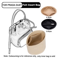 Ready Stock Suitable For Felt Insert Bag Organizer for Prada Duet Re-Nylon Bucket Makeup Handbag Inner Purse Portable Cosmetic Inside Bags Mini Small