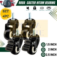 CASTER TROLLEY WHEELS WITH BLACK BEARINGS/ CABINET WHEELS LIVE SEAT BRAKE SET 4 PC