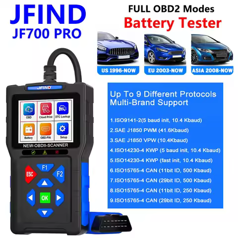 JFIND JF700 Pro Full OBD2 16 Pin Scanner O2 Sensor Test Car Motorcycle Diagnostic Tool Code Reader C