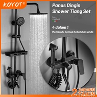 KOYOT 4 Dalam 1 Shower Kamar Mandi Full Set Panas Dingin Persegi Hitam Matte dengan Mixer Panas Ding