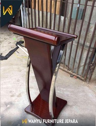 podium minimalis kayu jati podium stainless