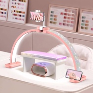 Half Moon Light for Nail Desk 31-inch Manicure Table Light with Phone Holder for Beginner DIY 48W Pr