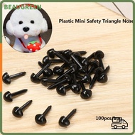BEAUGREEN 100pcs/bag Safety Triangle Noses DIY Doll Animals Plastic Black 4.5X5.5MM