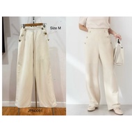 (Secondhand) 0091 Women's Long Pants M Japanese Brand earth music & ecology Beige Color There Is A D