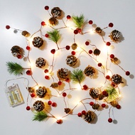 LED copper wire skewers red and pine cones pine needles christmas rattan crafts holiday garden decoration lights