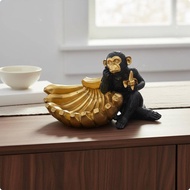 [lzdxwcke3pu] Desktop Decoration Banana Monkey Statue Creative Design Resin Monkey Figurine Decorati