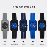 A78 Retro Square Watch Minimalist Blue Dial Silicone Band