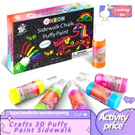 Crafts 3D Puffy Paint Sidewalk Chalk Paint 6Neon Colors Washable Non Toxic Paint for Kids Ideal Craft Paint