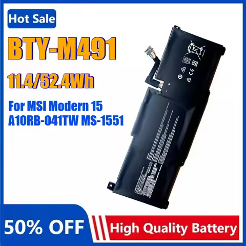 BTY-M491 3ICP6/71/74 Laptop Battery For MSI Modern 15 A10M-098 A11MU A10RD A11SBL A5M A10RAS A10RB-0
