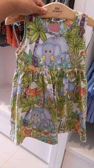 Jim Thompson Girls dress Elephants and friends  ชุดเดรสลายช้างน่ารักและผองเพื่อนผ้านุ่มใส่สบาย 5-6Y