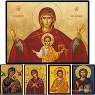 Virgin Mary Theotokos Icon Large Canvas Print Byzantine Greek Orthodox Wall Art Jesus Christ Religio
