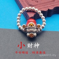 999 Elastic Rope Light Beads Transfer Lucky Color Ring Sterling Silver Ring God of Wealth Pure Silve