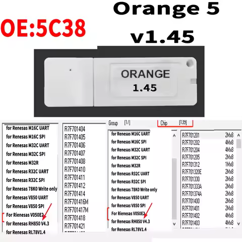 Orange5 V1.45 Dongle Orange 5 Programming More License For Fujitsu V7 RH850 V4 RL78 V850E2S for BMW 