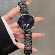 1pc 18mm/20mm/22mm Unisex Black Jewelry Shiny Rhinestone Metal Replacement Watch Band Compatible Wit