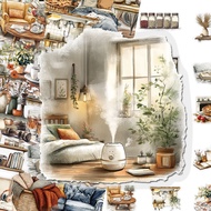 50 Sheets Furniture Art PET Stickers Retro Art Cartoon Creative Objects Graffiti diy Handbook Waterp