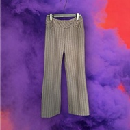 二手 灰紫 西裝布 條紋 微厚 口袋 微喇叭 低腰 30 長褲 G101